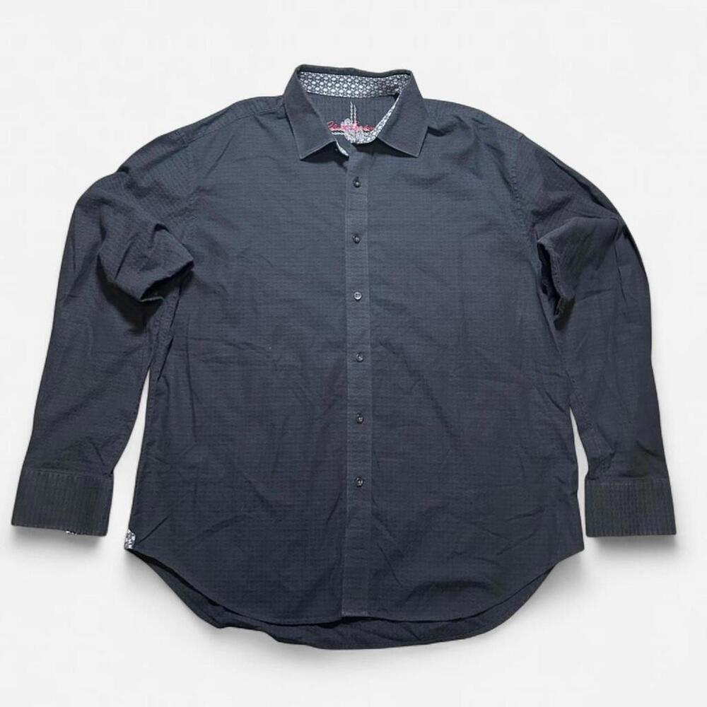 Robert Graham Black Embroider Stitch Pattern Button‎ Up Size 2XL